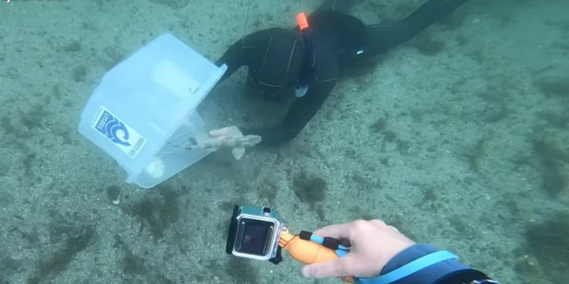 Kleingefleckter Katzenhai wird bei Lysekil ins Meer entlassen