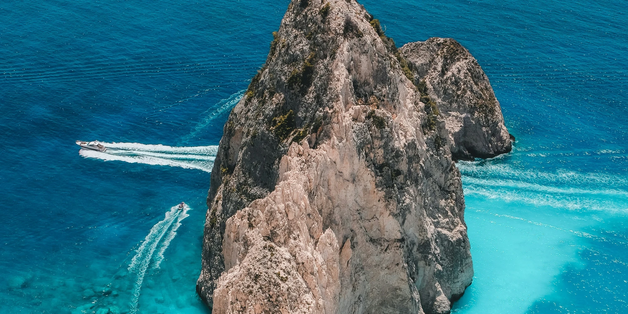 Rock formation on the shore in Greece