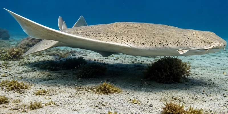 Sägerücken Engelhai Squatina aculeata schwimmt über Sand
