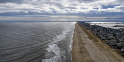 Luftaufnahme der Küste und des Strandes von Bay Head in New Jersey