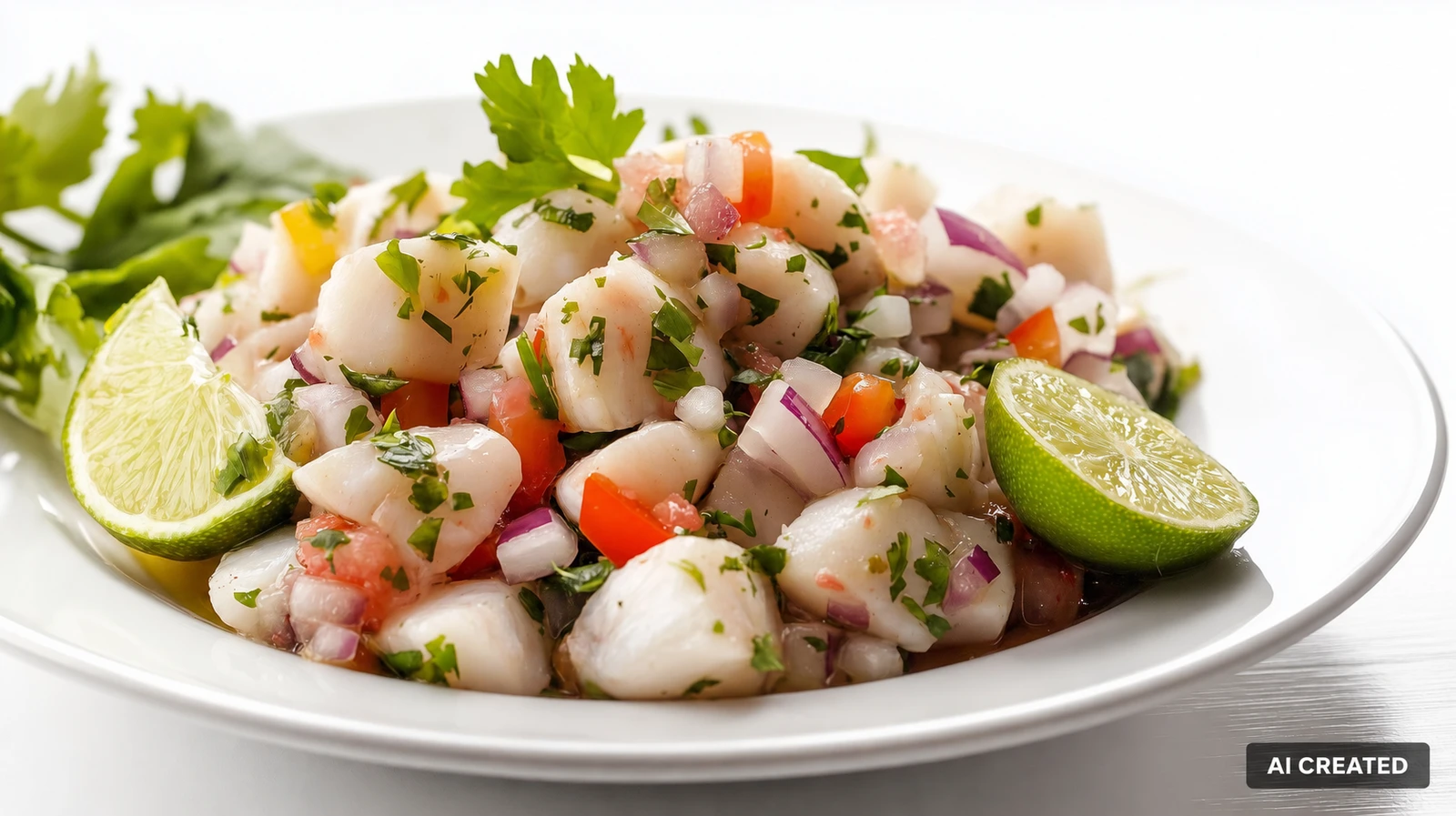 Ceviche con lime e cipolle – illustrazione creata con IA